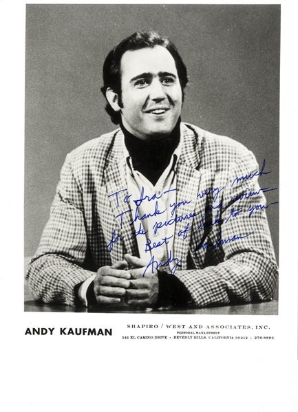 Andy Kaufman Signed 8'' x 10'' Photo